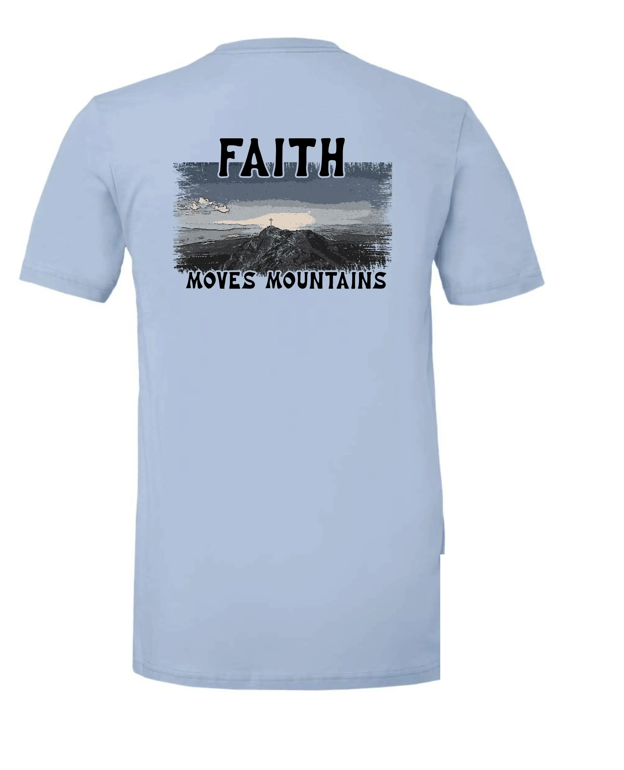 Faith Moves Mountains in Baby Blue, back