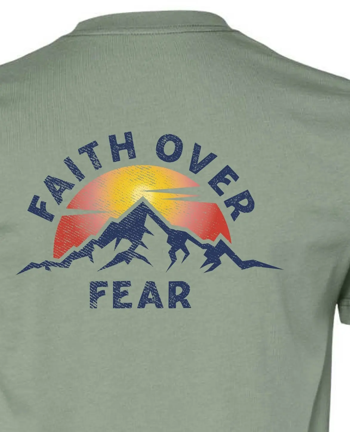 Faith Over Fear in Sage, print detail