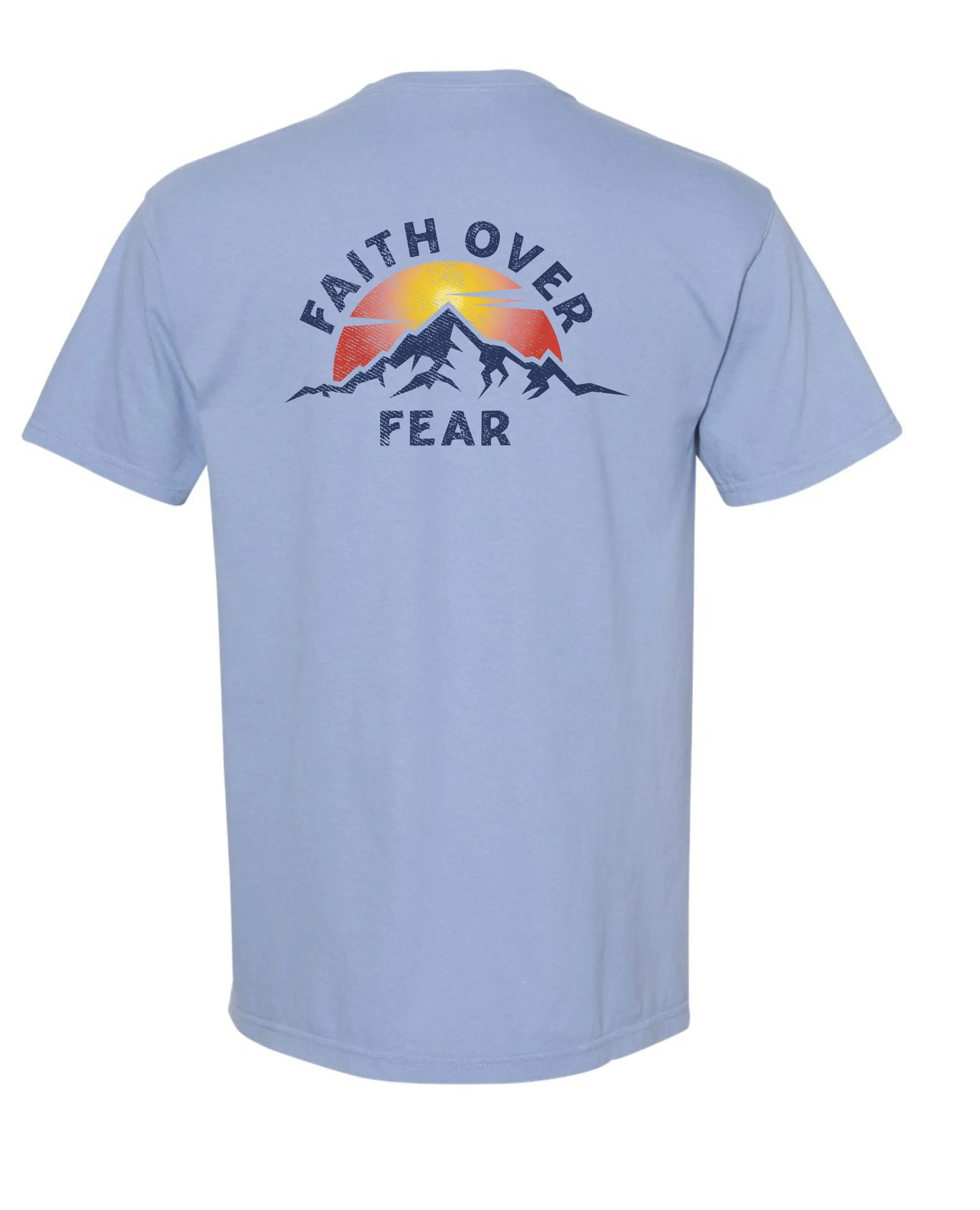 Faith Over Fear in Washed Denim, back