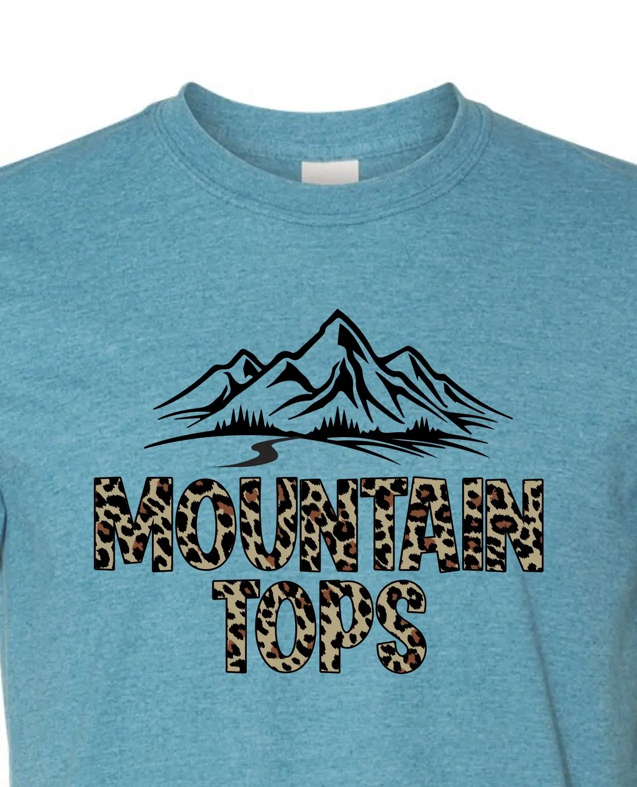 Leopard Logo in Heather Galapagos Blue, print detail
